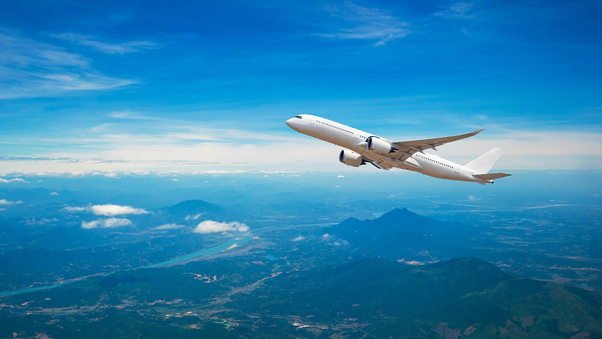 Scenic view of airplane preparing for international flights