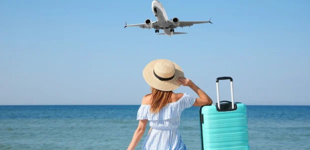 Passengers boarding flights for vacation travel